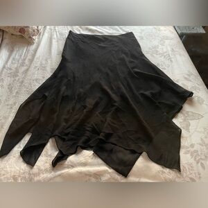 Vintage Black Asymmetric Chiffon Midi Skirt 16 Whimsigoth Witchy Fairy Grunge